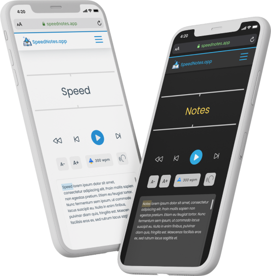 Mobile phone with the SpeedNotes app on the screen that can be used to read faster.