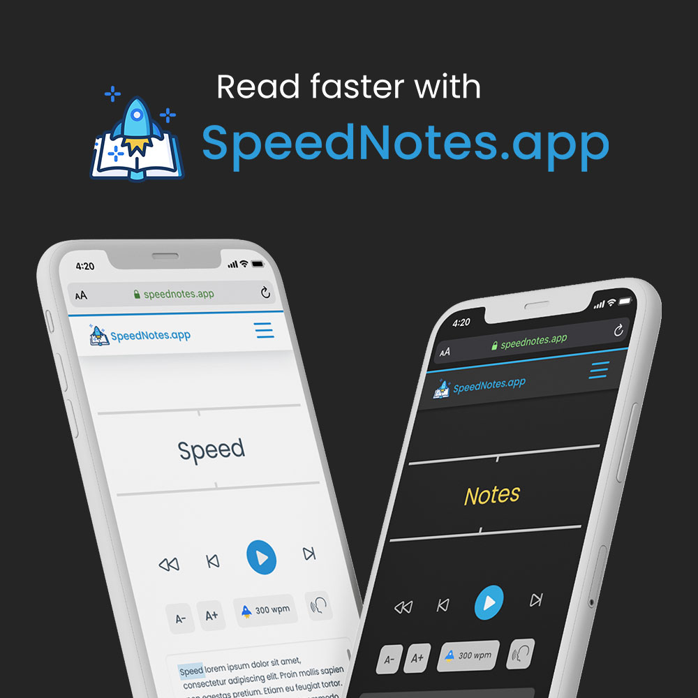 Speednotes application on a mobile phone as the fastest way to read.